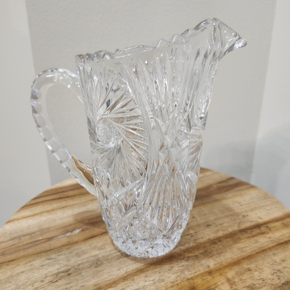 American Brilliant Period Cut 20 Oz Glass Water Pitcher 7"x5" - Picture 3 of 6